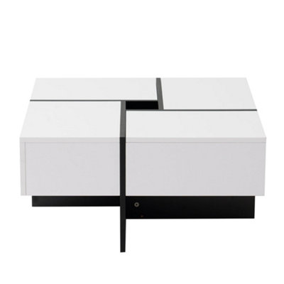 Multifunctional Square Coffee Table with 4 Drawers