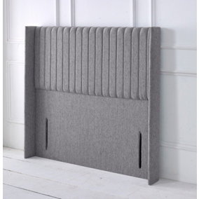 Multipanel Winged Chenille 3ft Single 50" Headboard - Light Grey