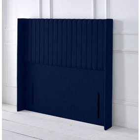 Multipanel Winged Chenille 4ft6 Double 50" Headboard - Blue