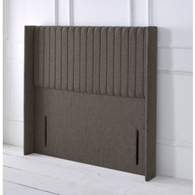 Multipanel Winged Chenille 4ft6 Double 50" Headboard - Charcoal