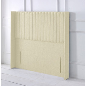 Multipanel Winged Chenille 4ft6 Double 50" Headboard - Cream