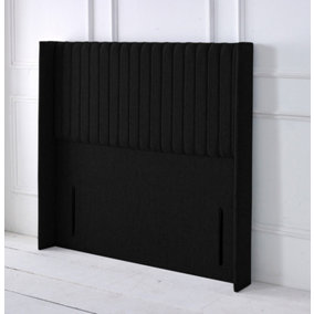 Multipanel Winged Chenille 5ft Kingsize 50" Headboard - Black