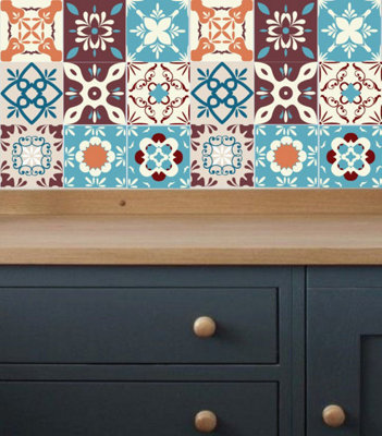 Multiple Design Tile Stickers Pack Mosaic Moroccan Tile Sticker 16 Pack