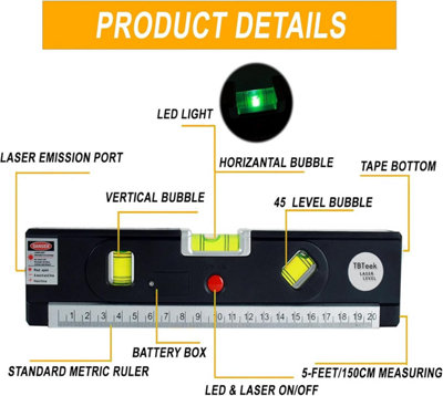 Multipurpose 3-in-1 Level Laser 20cm, Self-Leveling, Horizontal ...