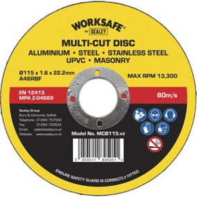 Multipurpose Cutting Disc - 115mm x 1.6mm - 22mm Bore - Metal Masonry UPVC Disc