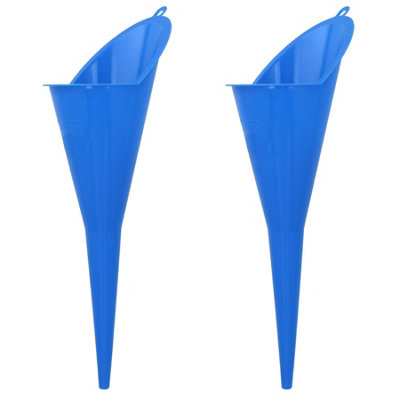 Multipurpose Long Necked Plastic Funnel Car Refuelling Spout 370mm Long 2pc