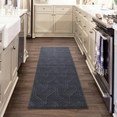 Multy Home Nova Blue Floor Runner Rug 61 x 183 cm Durable 3D Textured ...
