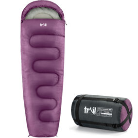 Mummy Sleeping Bag 3 Season Waterproof Adult Single Outdoor Camping Purple Trail