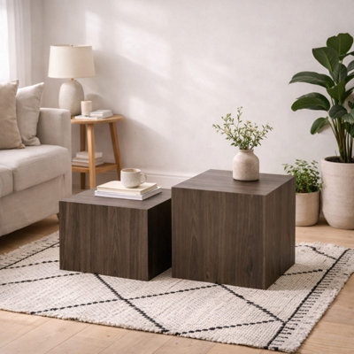 Munkebo Dark Brown Square Coffee Table Set of 2
