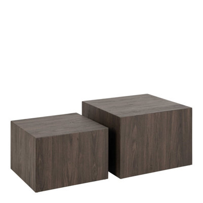 Munkebo Dark Brown Square Coffee Table Set of 2