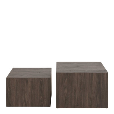 Munkebo Dark Brown Square Coffee Table Set of 2