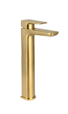 Mura Brushed Brass Tall Mono Basin Mixer - Manufacturer Guarantee