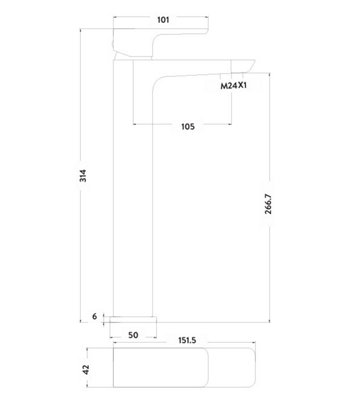 Mura Brushed Brass Tall Mono Basin Mixer - Manufacturer Guarantee