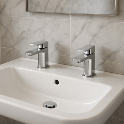 Mura Chrome Basin Taps (Pair) Hot and Cold