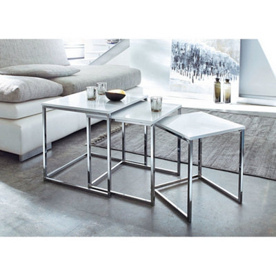 Murano Gloss Set of 3 Nesting Tables,White