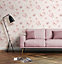 Muriva 3D Glitter Hearts Pink Wallpaper J92603