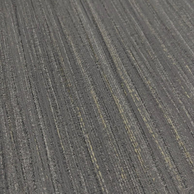 Muriva Alethia Texture Wallpaper - For Living Room, Bedroom, Fireplace - Textured Finish, Solid Colour Pattern, Black