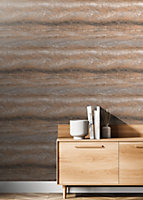 Muriva Amber Marble Distressed metallic effect Patterned Wallpaper