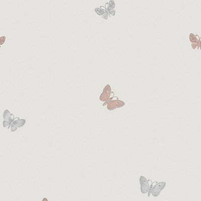Muriva Amelia Butterfly Stone and Rose Wallpaper 701420