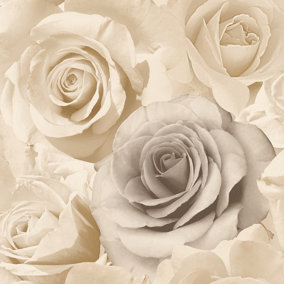 Muriva Beige Floral Pearl effect Embossed Wallpaper