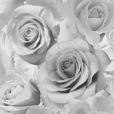 Muriva Bella Grey Flower Wall Rose Bloom 3D Effect Floral Designer ...