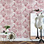 Muriva Bella Soft Pink Flower Rose Bloom 3D Effect Floral Designer Wallpaper