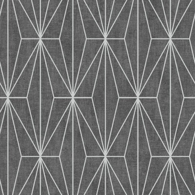 Muriva Black Geometric Shimmer effect Embossed Wallpaper | DIY at B&Q