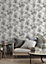 Muriva Black/White Floral 3D effect Patterned Wallpaper
