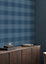 Muriva Blue Check Fabric effect Patterned Wallpaper