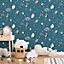 Muriva Blue Childrens 3D effect Embossed Wallpaper