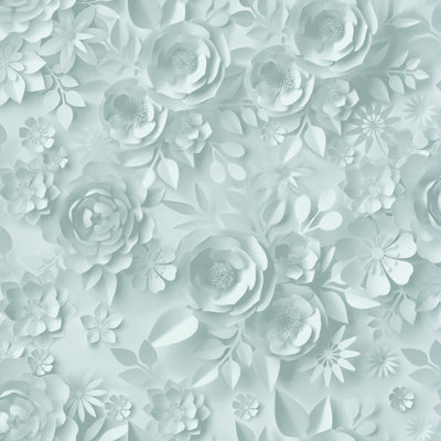 Muriva Blue Floral 3D Effect Embossed Wallpaper At B&Q