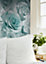 Muriva Blue Floral Glitter effect Embossed Wallpaper