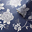 Muriva Blue Floral Shimmer effect Embossed Wallpaper