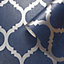 Muriva Blue Geometric Shimmer effect Embossed Wallpaper