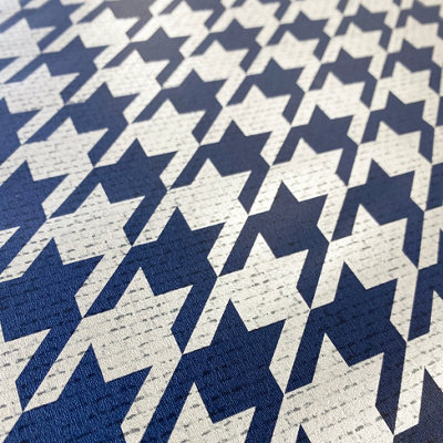Muriva Blue Houndstooth Metallic effect Embossed Wallpaper