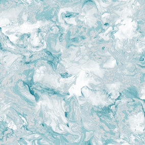 Muriva Blue Marble Metallic effect Embossed Wallpaper
