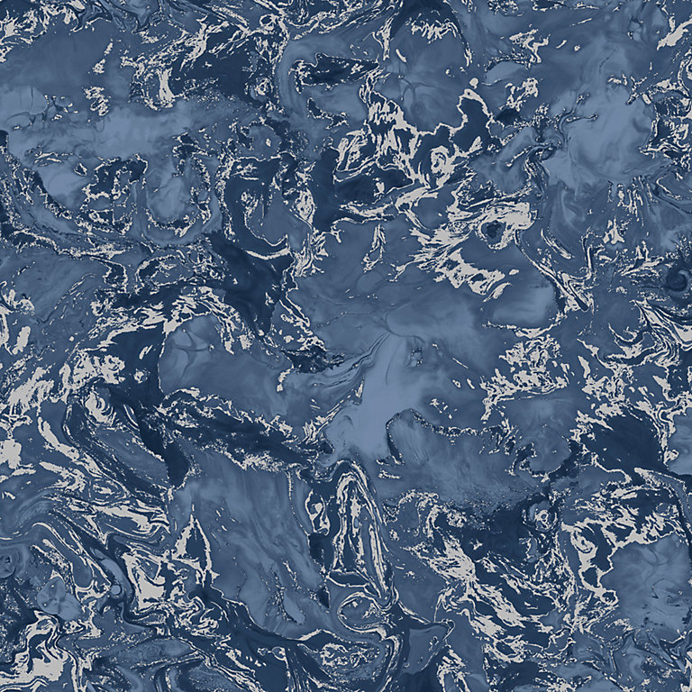 Muriva Blue Marble Metallic effect Embossed Wallpaper | DIY at B&Q