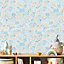 Muriva Blue Novelty Distressed effect Embossed Wallpaper
