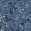 Muriva Blue & Silver Marble Metallic effect Embossed Wallpaper