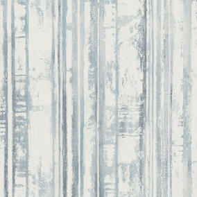 Muriva Blue Stripe Distressed effect Embossed Wallpaper