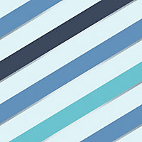 Muriva Blue Stripe Metallic effect Embossed Wallpaper