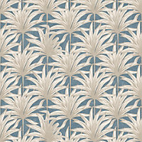 Muriva Blue Tropical Distressed effect Embossed Wallpaper
