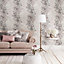 Muriva Blush Floral Mica effect Embossed Wallpaper