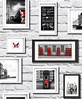 Muriva Britain In Frames Black White & Red Wallpaper 102533