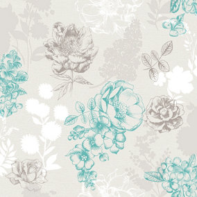 Muriva Brown Floral Pearl effect Embossed Wallpaper