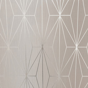 Muriva Brown Geometric Metallic effect Embossed Wallpaper