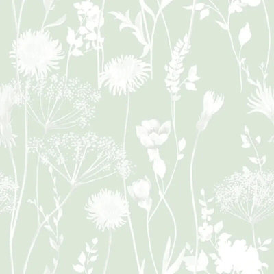 Muriva Catherine Lansfield Meadowsweet Floral Green Wallpaper 165580