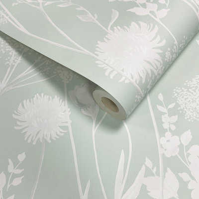 Muriva Catherine Lansfield Meadowsweet Floral Green Wallpaper 165580
