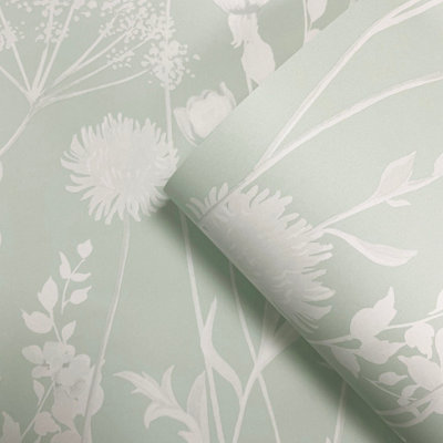 Muriva Catherine Lansfield Meadowsweet Floral Green Wallpaper 165580