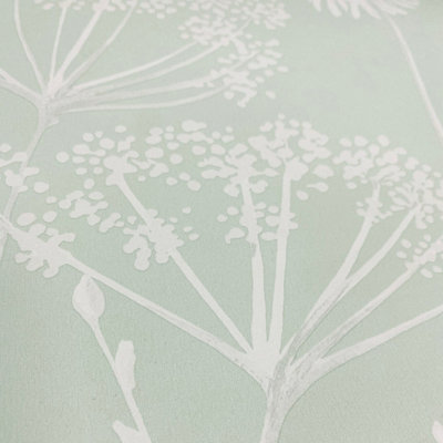 Muriva Catherine Lansfield Meadowsweet Floral Green Wallpaper 165580